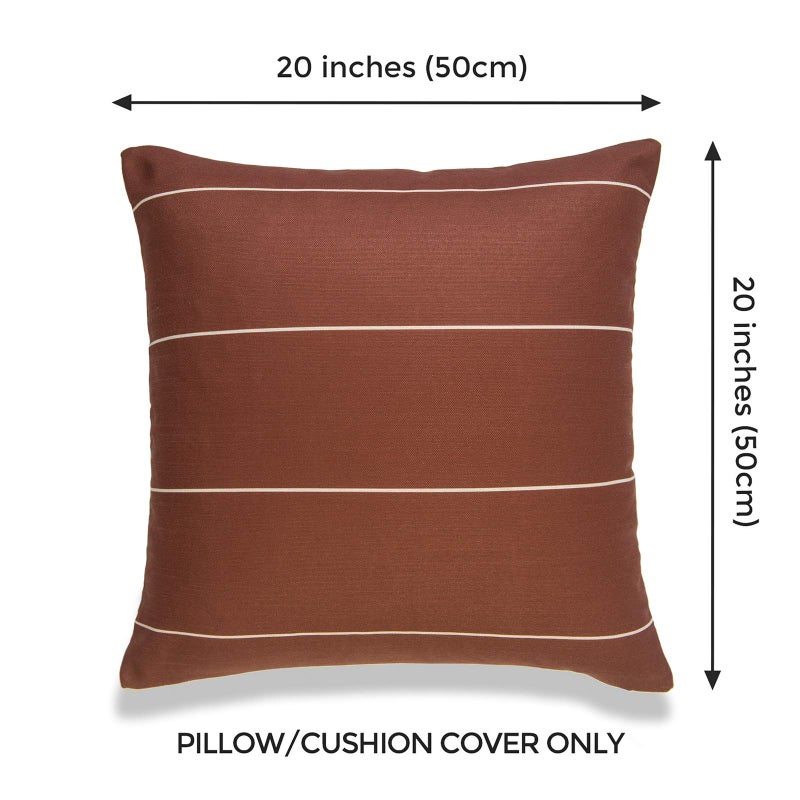 Hofdeco Modern Boho Decorative Throw Pillow Cover Only, for Couch, Sofa, Bed, Rust Stripes, 20"x20" - Image 2
